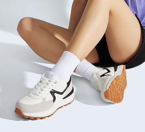 Image of LUCKY STEP Women's Retro Fashion Casual Sneakers | Platform Classic Trendy Trainning Anti-Slip Tennis Travel Walking Shoes