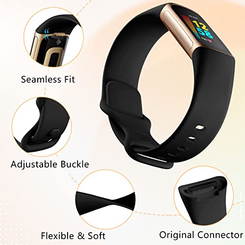 CeMiKa 4Pack Strap Compatible with Fitbit Charge 5/Charge 6, Soft Silicone Sport Bands - Image 3