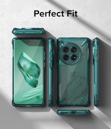 Image of Ringke Fusion-X Compatible with OnePlus 12 5G Case Cover Transparent Hard Back Soft Flexible TPU Bumper Scratch Resistant Shockproof Protection OnePlus 12 Back Cover - Turquoise Green