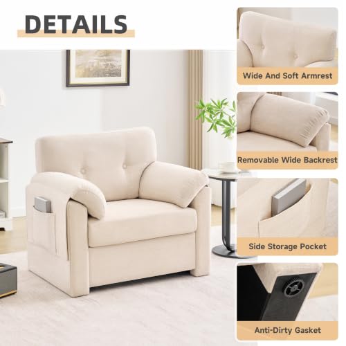 Image of Howjoe Accent Chair for Living Room, Oversized Reading Armchair, Lvory
