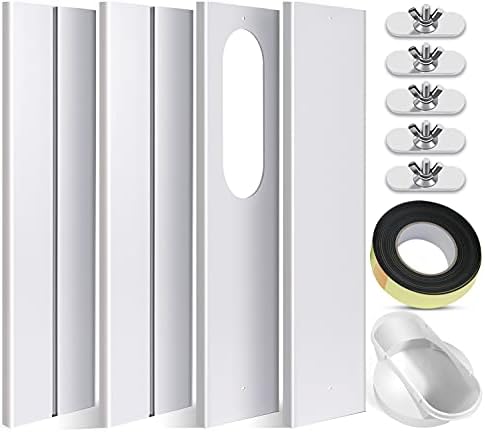 SIKADEER Universal Window Seal Kit for Portable Air Conditioner of Exhaust Hose 5.1 Inch Diameter with Coupler Adjustable AC Vent Kit PVC Seal for Sliding Window