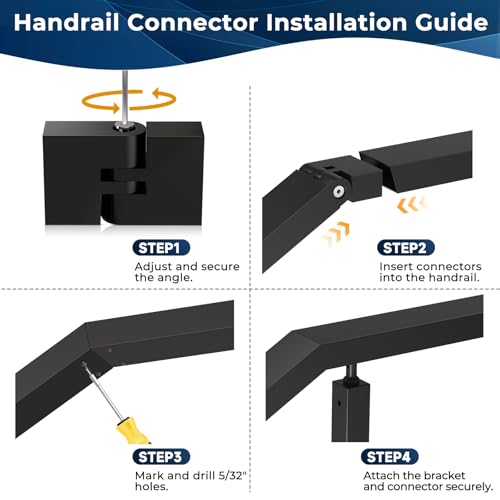 Image of 1 Pack Vertical Pivot Connector 120mmx56mmx26mm for Stair Handrail, 180 Adjustable Handrail Fitting for Stair Railing System, High Strength POM Connecting Block Accessories for Stair Hand Rail
