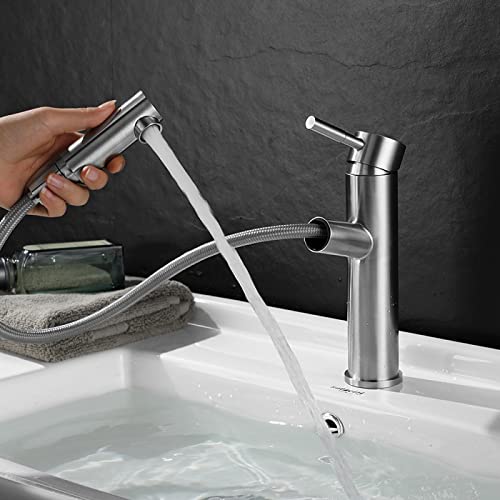 Robinet de salle de bain en acier inoxydable avec douchette rétractable - 5