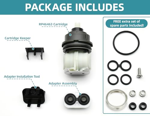 Image of RP46463 Cartridge Compatible with Delta Monitor 17 Series (2006-Present) Dual Function Bath Tub and Shower Faucet Plumbing Parts Shower Faucet Cartridge with Seat and Spring Adapter,RP22734 Bonnet Nut