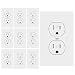 ETERMTT 15A Decorator Receptacle Outlet, Standard Duplex Electrical Wall Outlet, Tamper-Resistant with Wall Plate Cover, Kids Safety Proof, White,UL listed,10 Pack