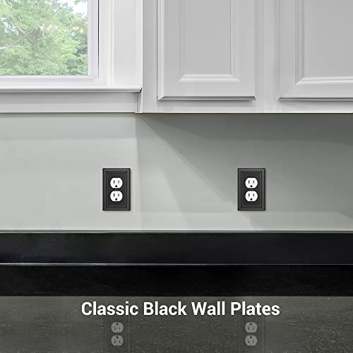 Dewenwils Metal Duplex Wallplates, Black Finish Outlet Covers For Electrical Outlets, 4-Pack #TOP3