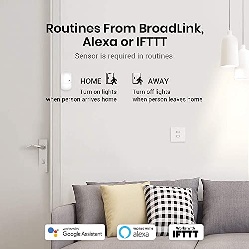 BroadLink - Smart Touch Wall Switch EU-Version, 2-Fach-Ein-Draht-Schalter, kein Neutralleiter oder Kondensator erforderlich, funktioniert mit Alexa und Google Home, Hub erforderlich