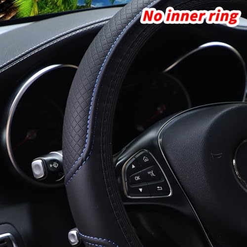 Adunsiaoto Lenkrad Abdeckung Mikrofaser, Heavy Duty Lenkradhülle, Carbon Fiber Auto Lenkrad, Abdeckung Atmungsaktiv Lenkradbezug Faser, Mikrofaser Leder Lenkradhülle Universal Größe(Blau)