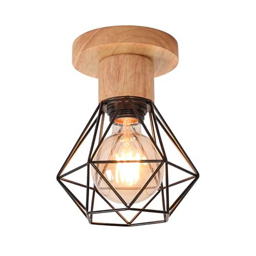 DELIPOP Plafonnier Industriel E27 Lustre, Suspension Luminaire Vintage, Métal Rétro Forme Cage...