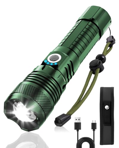Image of Victoper Green LED Flashlights, High Powered High Lumens Super Bright Tactical Flashlight, Rechargeable, 5 Modes Zoomable Waterproof Flash Lights for Emergency, Outdoor, Home, Camping, Hiking