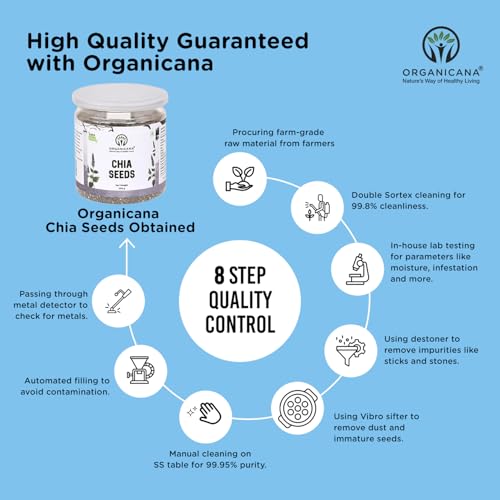 Image of Organicana Chia Seeds - 100% Natural & Unpolished Superfood | Rich in Omega-3, Fiber & Protein | Supports Weight Loss, Digestion & Energy