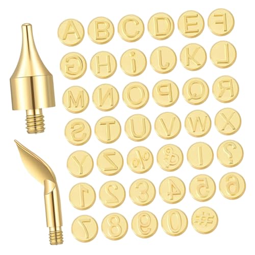 Housoutil Efficient DIY Engraving Tool 43 Letter Symbol Tips for Woodburning Lettering Kit Wood Leather Crafts