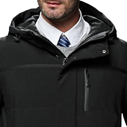 JEKE-DG Men's Zip Up Thicken Heavyweight Puffer Jacket Hooded Insulated Long Down Coat Business Casual Winter Bubble Coat3