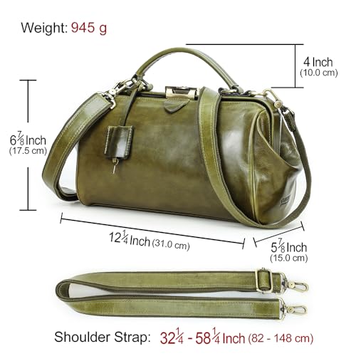 Image of CONTACTS Doctor Bag Purse for Women Luxury Leather Handbag with Lock Shoulder Bag Vintage Top Handle Bag
