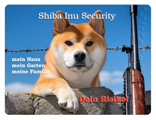 Merchandise for Fans Warnschild - Schild 20x30cm Motiv: Hund Shiba Inu Security (05)