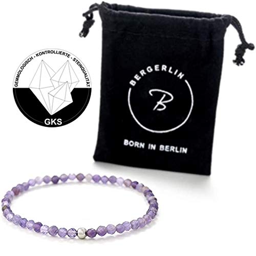 BERGERLIN Real natural stone bracelet with 925 Sterling silver pearl - Delicate faceted pearls - Genuine Bracelets with Certified Quality2