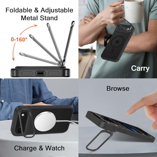 Image of TheGiftKart Hybrid Matte Frosted Back Cover Case for iPhone 17 Air Compatible with MagSafe | Built-in Stand | Shockproof Hard Back Cover Case for iPhone 17 Air (PC & TPU, Translucent Black)