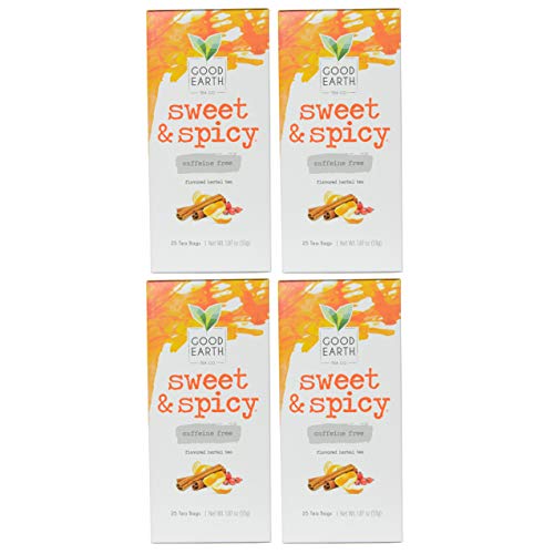 Good Earth Sweet & Spicy Flavored 25 Tea Bags 4 Pack Herbal Teas