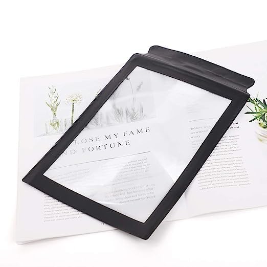 Breewell® A4 Paper Size Magnifying Glass, PVC Plastic Full Page Reading Magnifier, Portable HD Old Man Reading Aid Lens Folding Large Sheets Magnifier Loupe 2