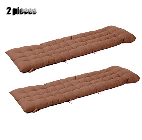 2 Piezas Grande Cojín De Tumbona Almohadilla,Espesar Terraza Cojines Mecedora Respaldo Alto No-resbalón Cojin De Asiento Al Aire Libre Portátil Cojines para Tumbonas Marrón 165x50cm(65x20inch)