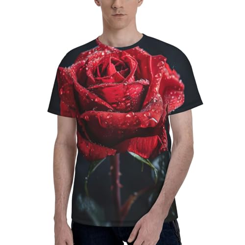 T-shirt graphique pour homme avec imprimé rose rouge t-shirt classique