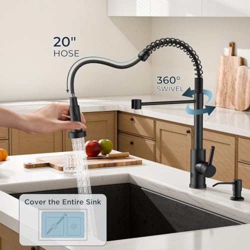 FORIOUS Touchless Kitchen Faucet with Soap Dispenser, Matte Black by FORIOUS - Used condition - Image 4