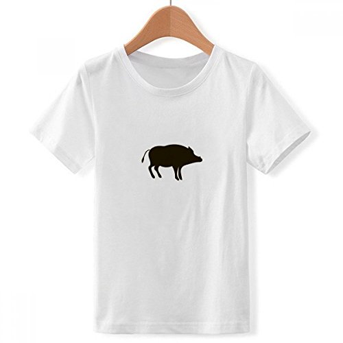 T-Shirt Sanglier Anti-Irritation en Tissu Doux Blanc pour Garçon Taille M