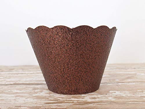 Brown Glitter Cupcake Wrappers Party Dessert Decorations Standard And Mini Holders Set Of 12 #TOP1