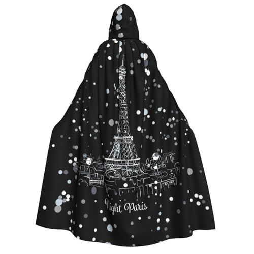 Cape à capuche Tour Eiffel de nuit adulte costume durable de sorcière