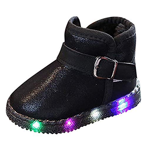 Baby Toddler Boys Girls LED Light Up Shoes Snow Boots 1-6 Years Old Kids Luminous Winter Warm Sneakers Boots,Black,24