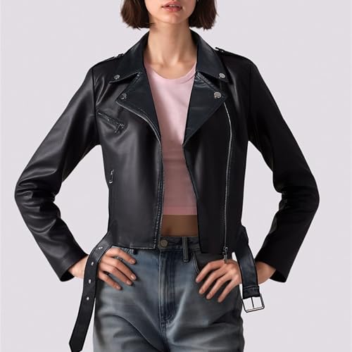 Blouson bomber ajusté similicuir femme noir pour structurer la silhouette