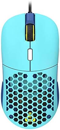 FIRSTBLOOD ONLY GAME. F15 Lilac Gaming Mouse with Replaceable Honeycomb Shell, RGB Backlit, 16000 DPI, Programmable 8 Buttons, Symmetrical Shape with Both Side Buttons for Left and Right Hands, Cyan