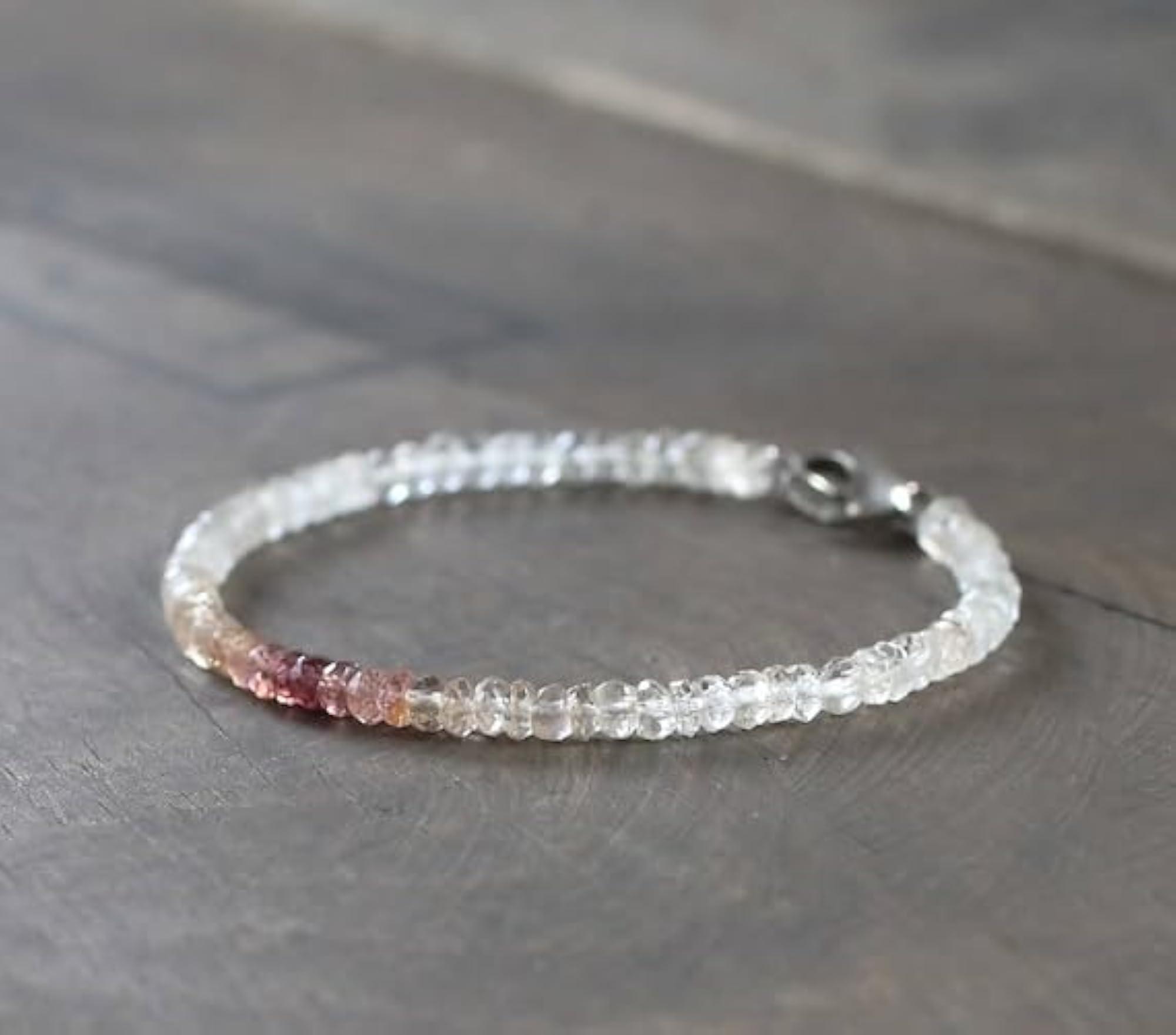 Multi Spinel & Topaz 3mm Rondelle Bead Bracelet, Unisex