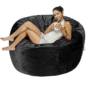 Amazon Basics Memory Foam Filled Bean Bag Chair with Microfiber Cover, 5 ft, Black, Solid
