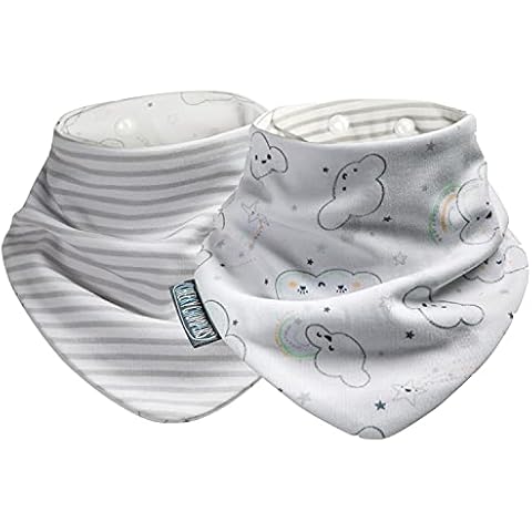 Cheeky Chompers Lätzchen bedruckt für Babys und Kleinkinder - Doppelpack - Neckerbib Dreieckstuch Sabberlätzchen - Lustiges Halstuch - hygienisch + saugfähig (Every Cloud 2 pack) Cover