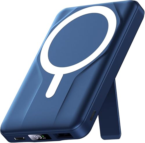 Azmuth Wireless Portable Charger with Stand, Slim 10000mAh Magnetic Power Bank for Magsafe, 22.5W Fast Charging Battery Pack with Digital Display Compatible with iPhone 17/16/15/14/13/12 Series