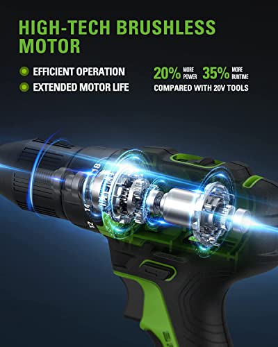 Greenworks 24V Brushless Cordless Variable Speed Drill Kit, Batteries And Charger Included, With 90-Piece Impact Rated Driving Bit Set #TOP1