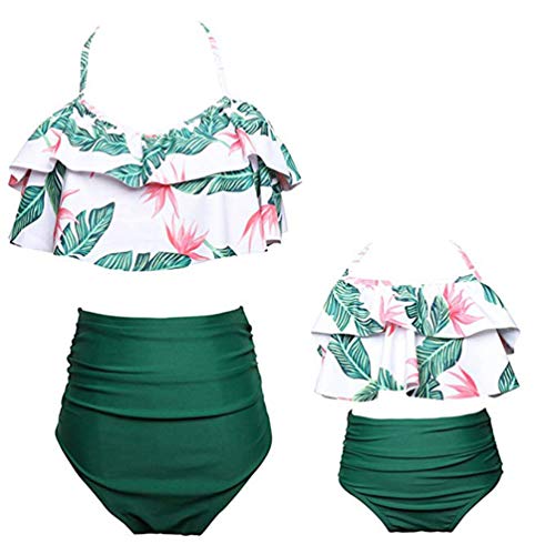 Mommy and Me Family Matching Swimsuit,Top and High Waist Bottom Suit