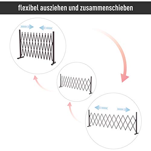 Outsunny Scherengitter Absperrgitter Scherensperre ausziehbar 35-300cm Garten Alu Braun H103,5cm