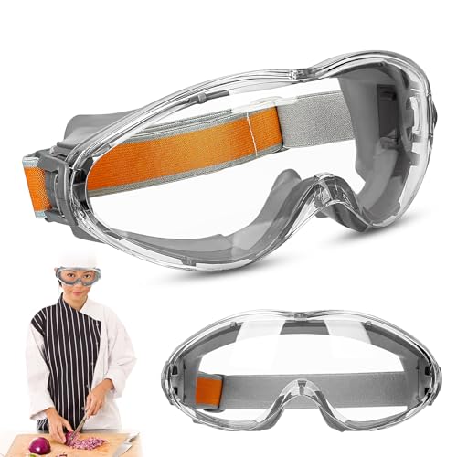 Gafas de cebolla mejoradas para mujer, para cocinar, cortar, cortar, gafas unisex, sin desgarros, ergonómicas, resistentes al viento y antivaho (gris)