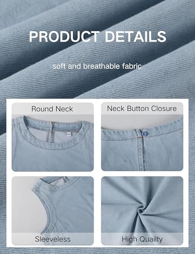 Xiaoxuemeng Womens Denim Top Y2K Sleeveless Jean Tank Tops for Women Crewneck Loose Fit Denim Tank Tops(LightBlue-L)4