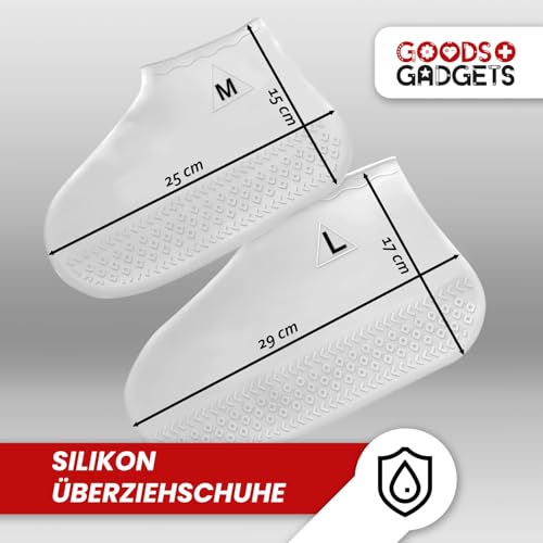 GOODS+GADGETS Silikon Überziehschuhe Überschuhe wasserdichte Schuh-Überzieher rutschfeste Regen-Schuhe Wiederverwendbare Schuhschoner (L (40-45) Weiß)