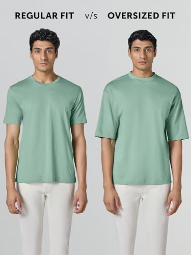 Image of XYXX Drift Oversized Tshirt for Men | 100% Combed Cotton | Solid Roundneck Drop Shoulders Half-Sleeve T Shirt