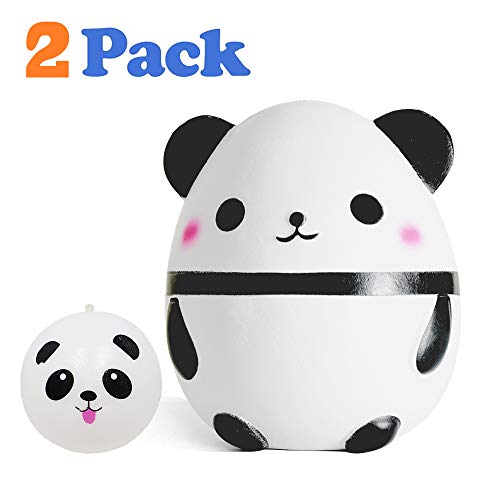VCOSTORE Jumbo Squishies Panda Egg & Bread Buns Pack , Slow Rising Squishy Soft and Scented Stress Relief Toys for Adults Kids Party Favor