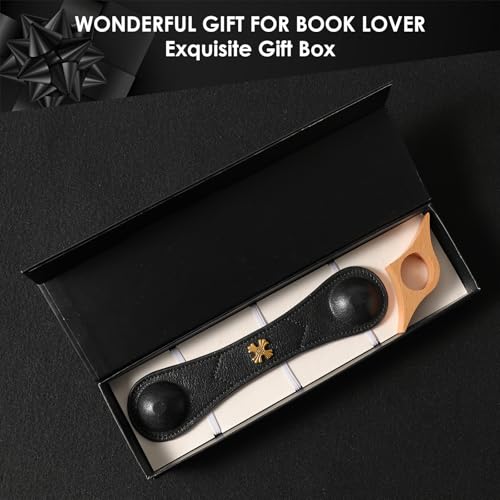 Image of Book Weight Holder Wooden Thumb Book Page Open Weighted Bookmark Corner Reading Accessories Office Desk Decor Executive Gift for Writer Reader(Bookmark+Thumb Page Holder-Yellow)