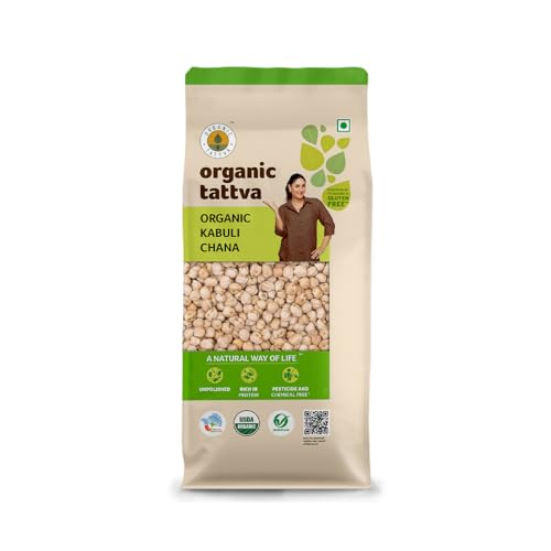 Image of Organic Tattva, Organic Kabuli Chana, 500 Gram | Chole(Chickpea White) | Rich in Protein | Naturally Gluten Free | Unpolished | Pesticide and Chemical Free