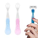 2pcs replacement shaver handle, women's anti slip ergonomic handle, bikini beauty hair removal shaving compatible with shaver (blue and pink)