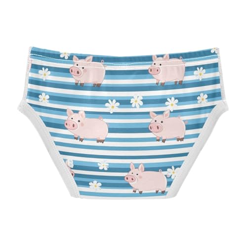 Wusikd Cute Pink Pig Boys' Underwear Cotton Blue Stripe Boys Briefs Soft Toddler Underwear 2T2