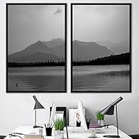 2 Piece Framed Canvas Wall Art Black and White Scenery Canvas Prints Home Artwork Decoration for Living Room,Bedroom - 16