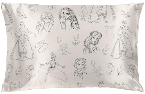 Jay Franco Satin Pillowcase - Standard Size 20x30 Inch Silky Soft Premium Pillow Cover Beige - Disney Princess